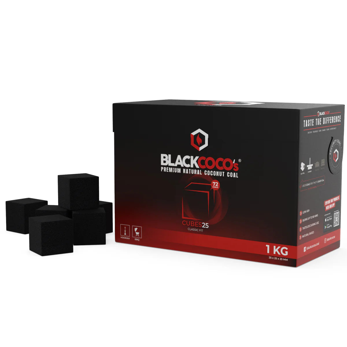 BLACKCOCO's Cubes 25mm Hookah Charcoal | Natural Coconut Coals