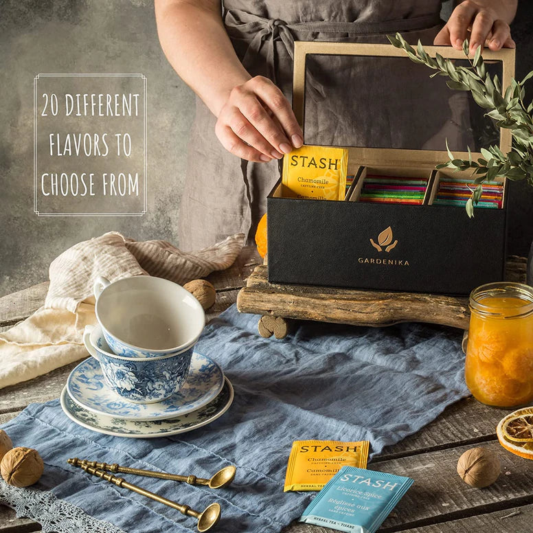 Stash Herbal & Decaf Tea Bags Sampler Gift Box, Caffeine Free Set - 60 Ct, 20 Flavors - 