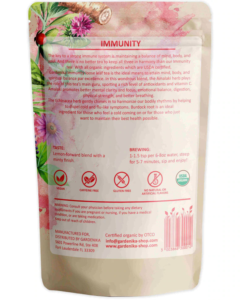 Gardenika Immunity Loose Leaf Herbal Tea, USDA Organic, Caffeine Free - 4 oz (114g) - 