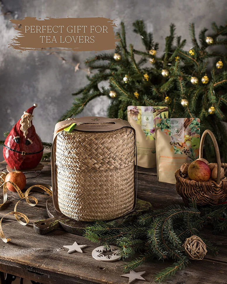 Gardenika Loose Leaf Herbal Tea Gift Set, USDA Organic, Caffeine Free, Ayurvedic, Wellness & Immune Support 120+ Cups – 5 Pack - 