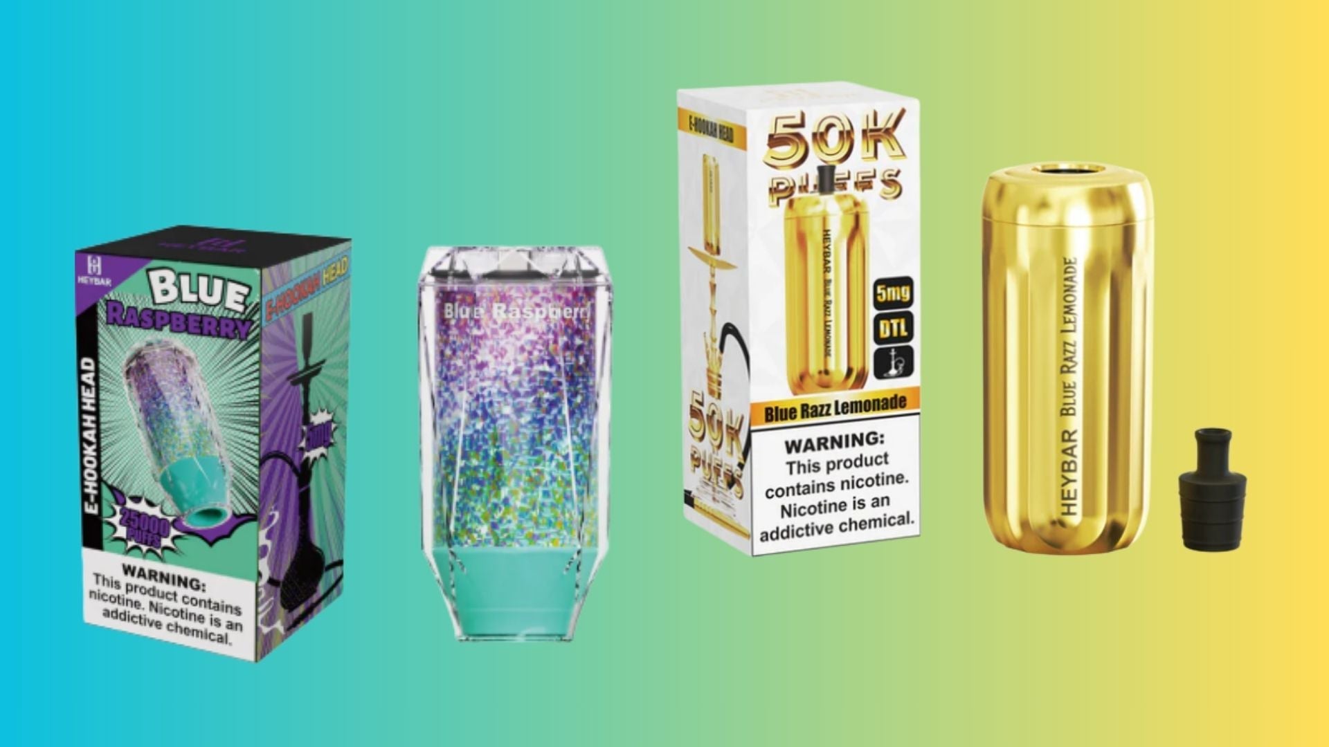 Best hookah vape devices displayed in a row 