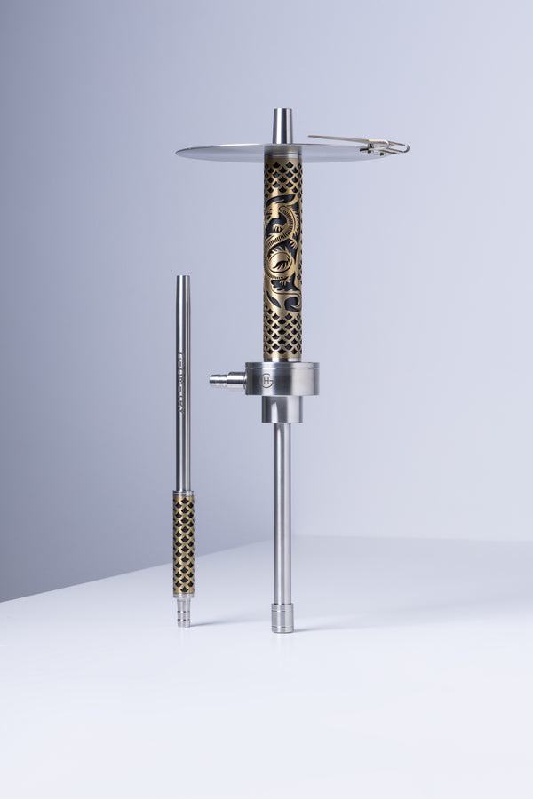Geometry Big Bro Dragon Hookah - Steel Gold