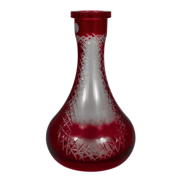 Drop Hookah Base - Hand Cut Red-Clear