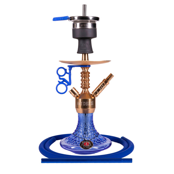 Amy Antique Berry Mini Hookah (072.03) - Gold-Blue Base