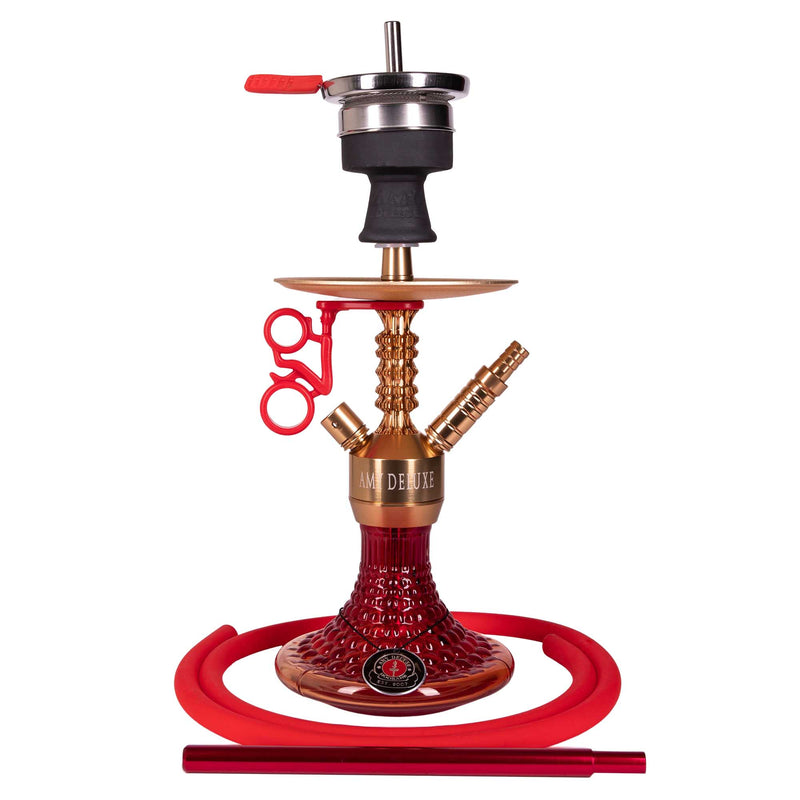 Amy Antique Berry Mini Hookah (072.03) - Gold-Red Base
