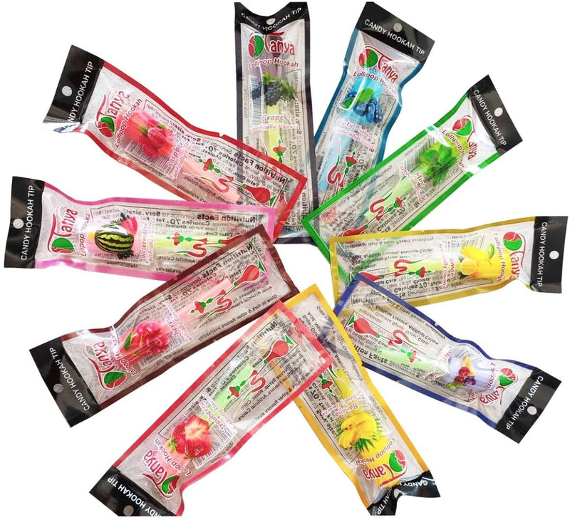 Tanya Disposable Lolly Pop Candy Hookah Tips - Jar of 50 Hookah Tips - 