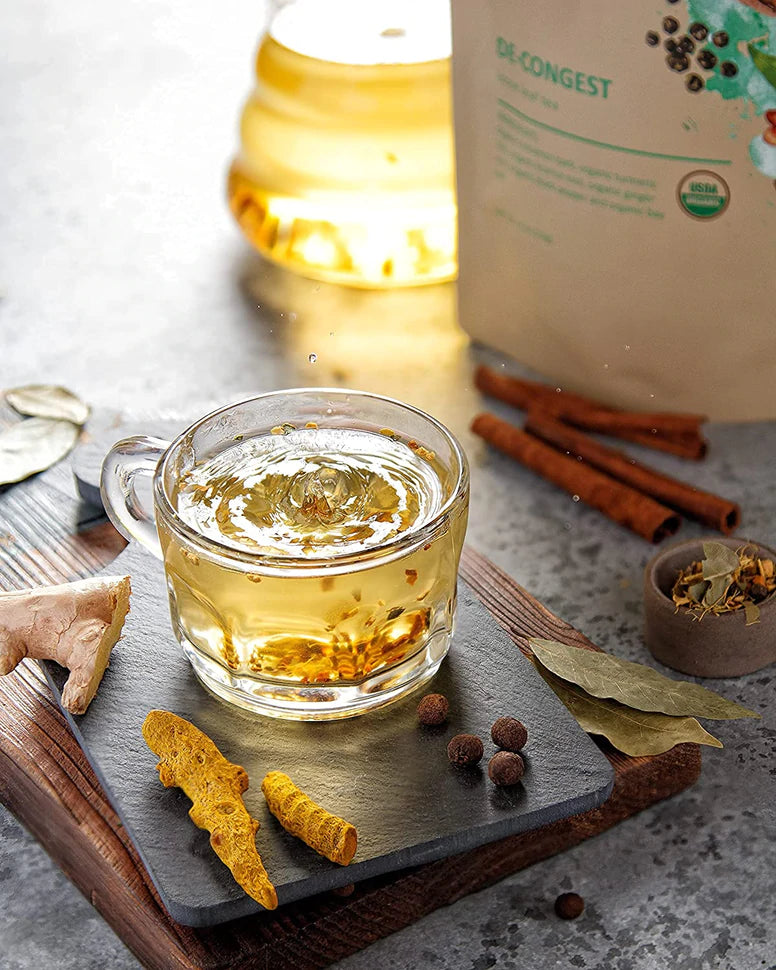 Gardenika De-Congest Loose Leaf Herbal Tea, USDA Organic, Caffeine Free - 4 oz (114g) - 
