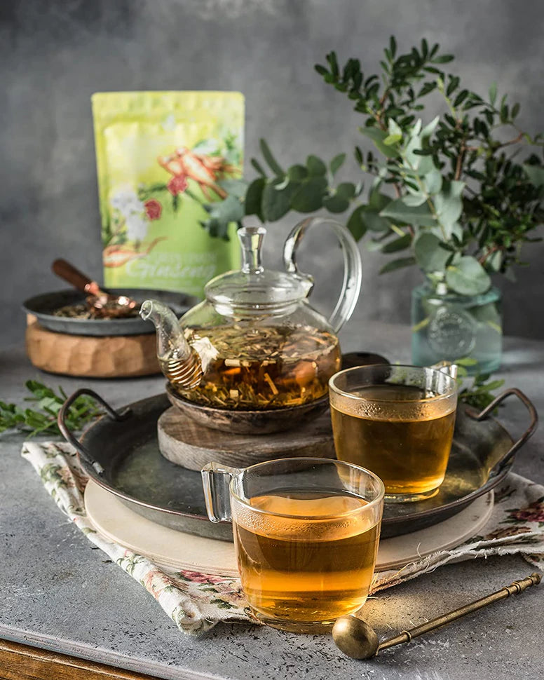 Gardenika Green Lemon Ginseng Tea, Loose Leaf, USDA Organic, 55+ Cups – 4 Oz (113g) - 