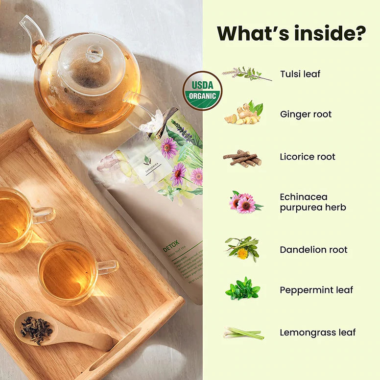 Gardenika Detox Loose Leaf Herbal Tea, USDA Organic, Caffeine Free - 4 oz (114g) - 